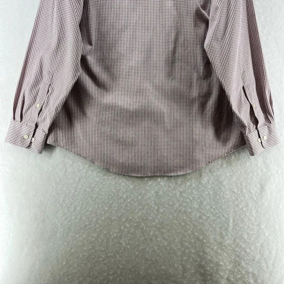Pronto Uomo Dress Shirt Mens Size 17 34-35 Platinum Check Long Sleeve Cotton Red - Picture 6 of 9